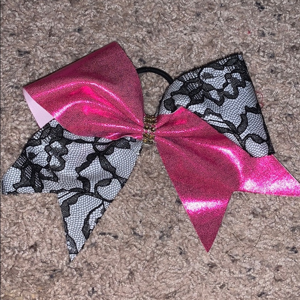 Pink and black bow